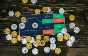 Cryptocurrency bitcoins and online crypto visualization